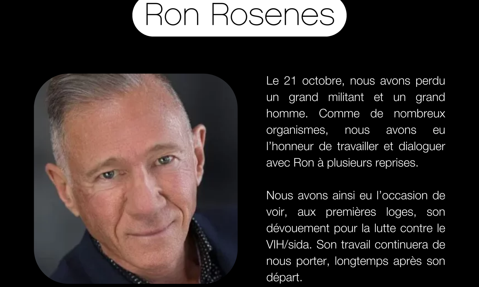 En mémoire de Ron Rosenes